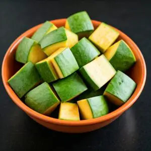 Raw mangoes cub cut 