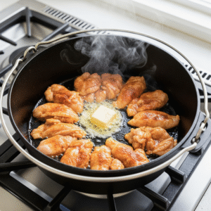Pan fry chicken for butter chicken 